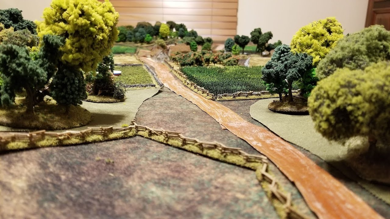 Brigade Fire and Fury table setup and troops.