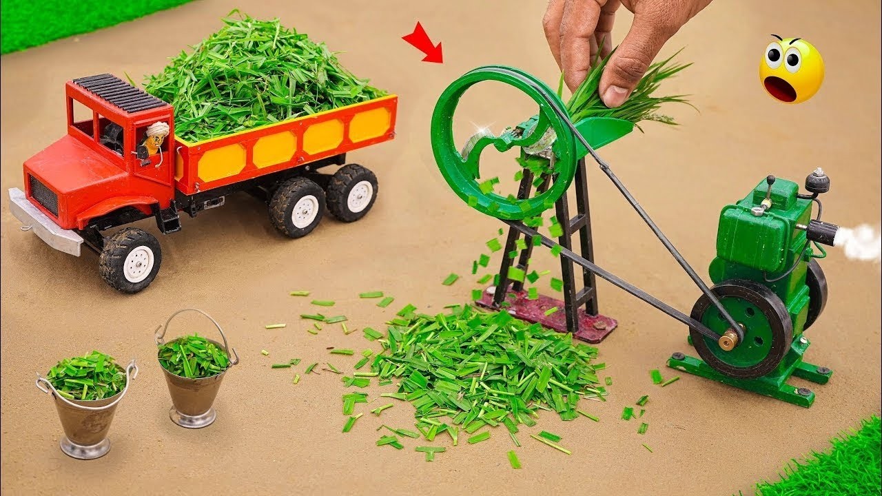 Diy diorama making mini grass chopping machine science project @sancreator1