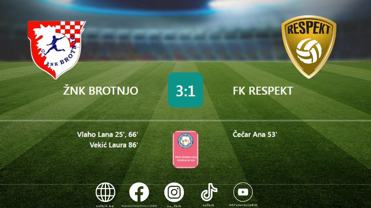 Prva ženska liga FBiH (4.kolo): ŽNK BROTNJO - FK RESPEKT 3:1