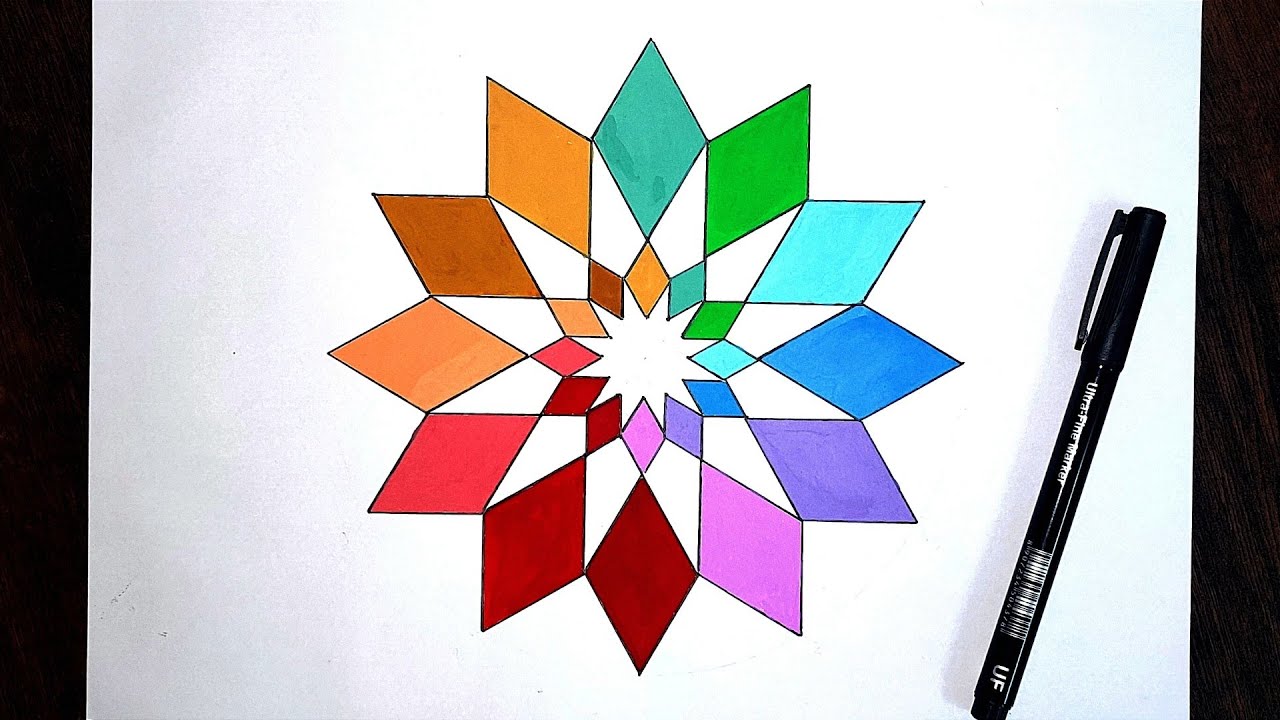 How to Draw an Easy Geometric Star Pattern | 12 Point Islamic Geometric Pattern Drawing @Learn & Art