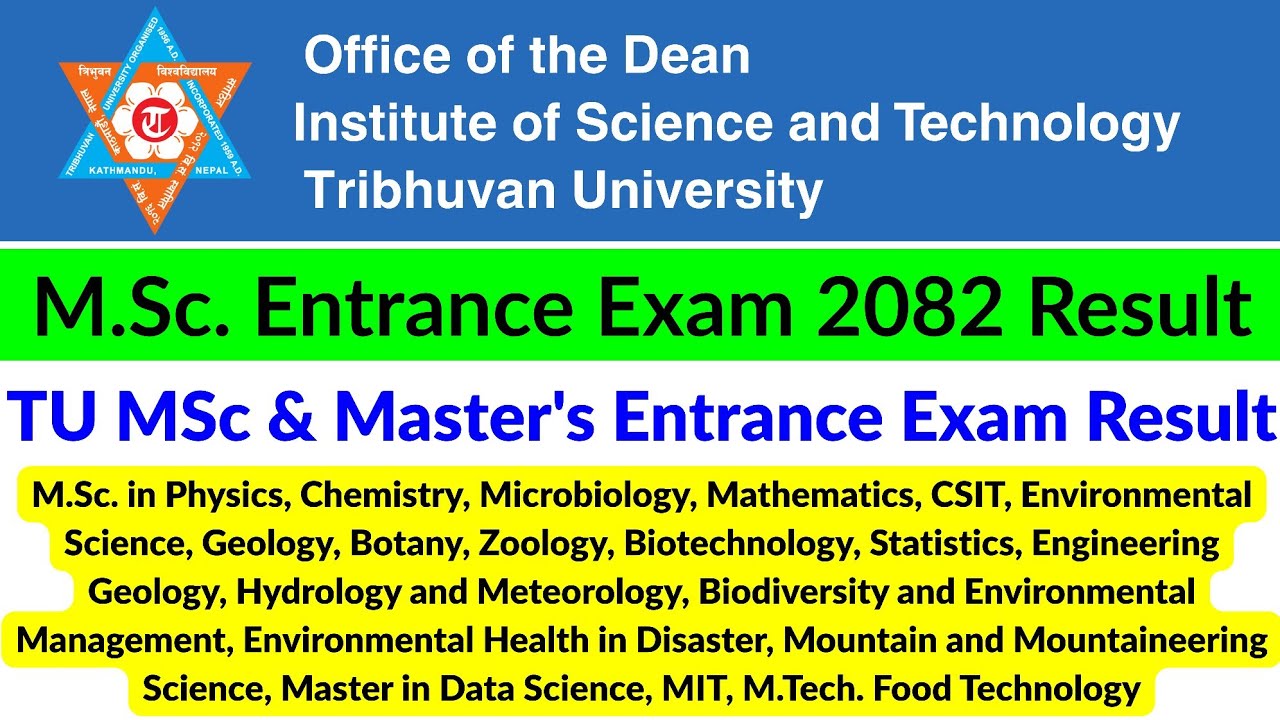 TU MSc Entrance Exam 2082 Result | MSc Admission 2082 | TU MSc & Master's Entrance Exam Result 