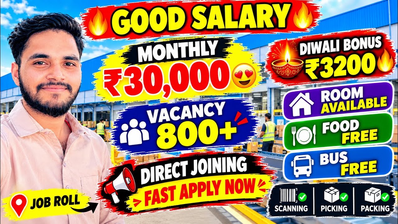 🚨 New Job Vacancy in Bangalore 2026 | Salary ₹30000 + Daily OT | 1000 Vacancies | Male & Female 🤑