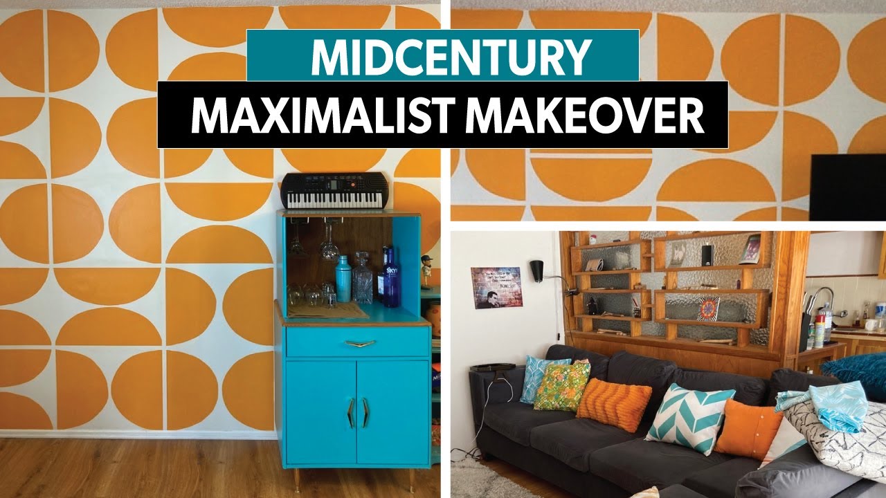 Renter-Friendly Living Room Makeover | Colorful Midcentury Maximalist Decor