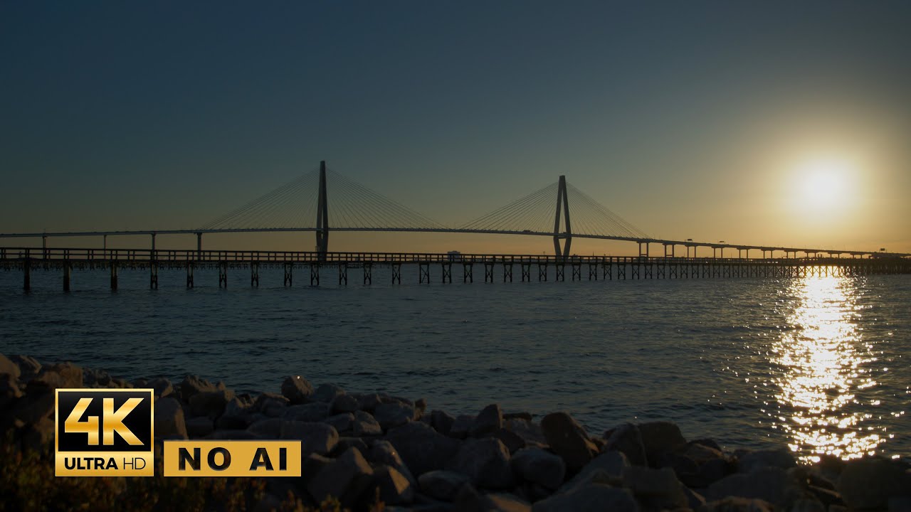 [No Cuts] Arthur Ravenel Jr. Bridge: 1 Hour Real-Time Experience | Charleston 4K ASMR