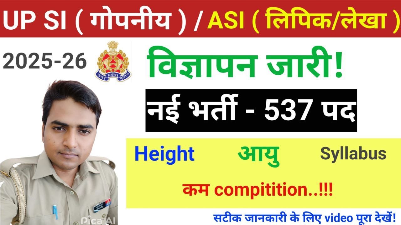 UP Police SI गोपनीय🔥 ASI लिपिक🔥Vacancy 2025 | Eligibility, Syllabus🔥 UP SI/ASI Full details...