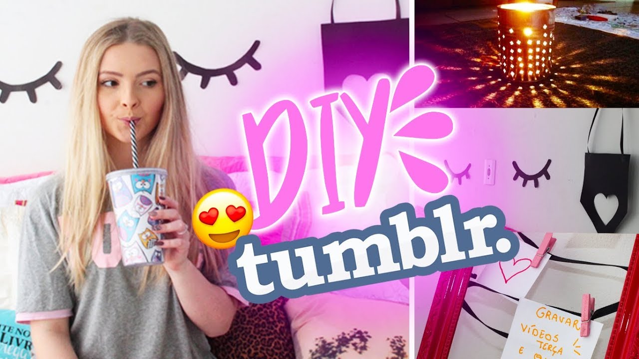 DIY QUARTO TUMBLR SEM GASTAR NADA: CÍLIOS NA PAREDE, LUMINÁRIA E MAISS...