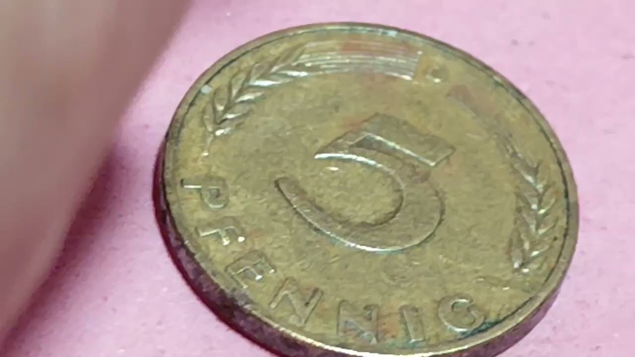 Error 3 Monedas con distintos errores 5 pfennig 1950 y 1981 y 1986 Alemania 