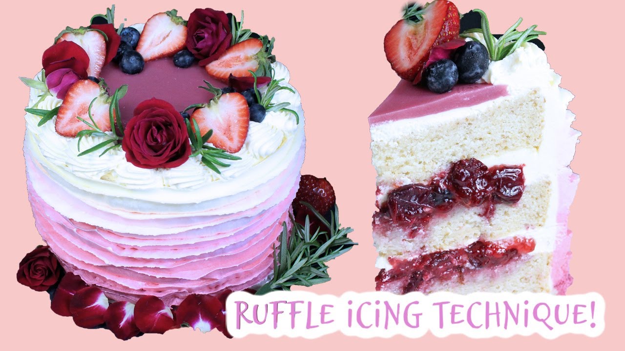 Vegan Strawberry & Vanilla Ruffle Cake