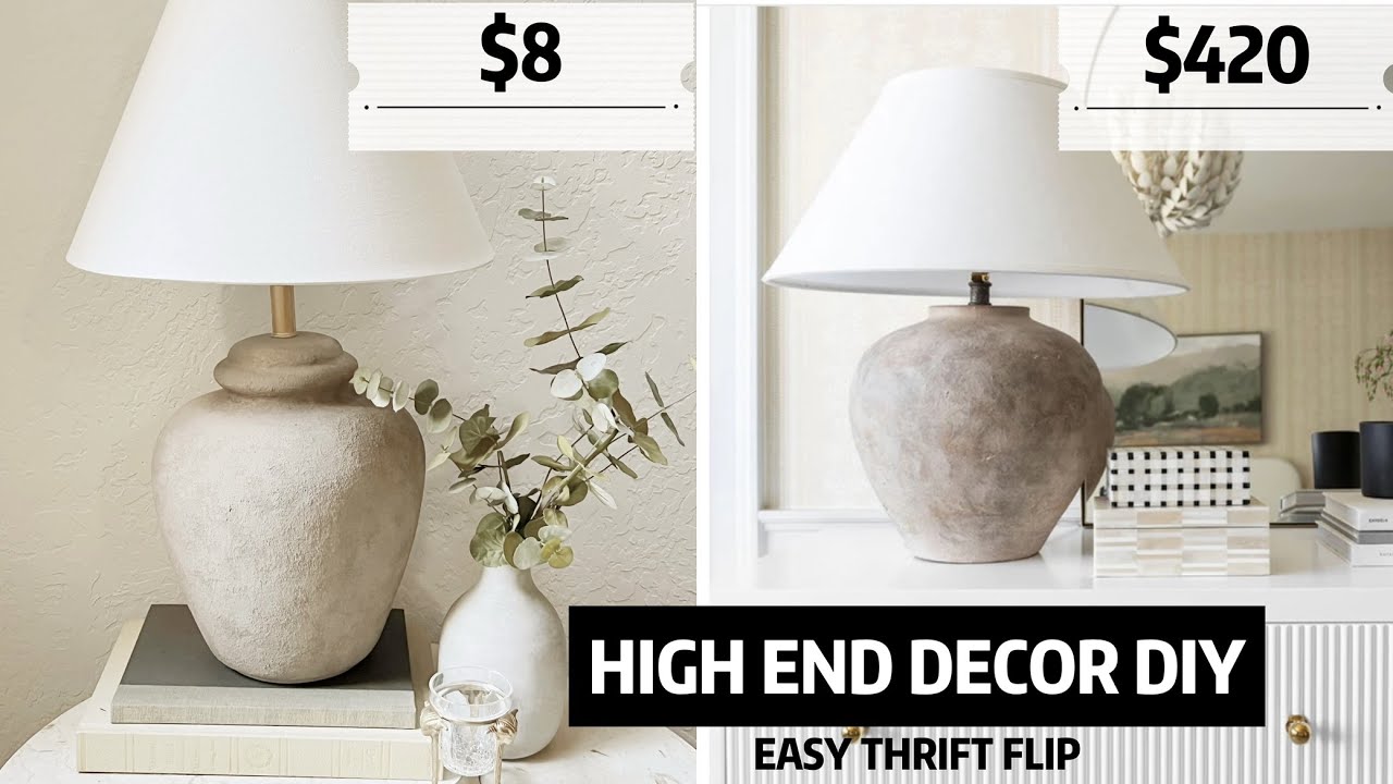DIY High End Decor Dupe | Faux Vintage Pottery Lamp | Thrift Flip Decor
