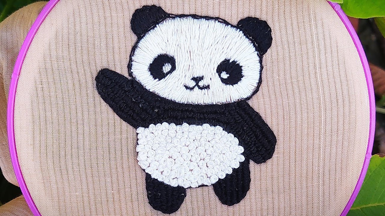 how to embroider a beautiful and easy Panda | Panda HAND EMBROIDERY