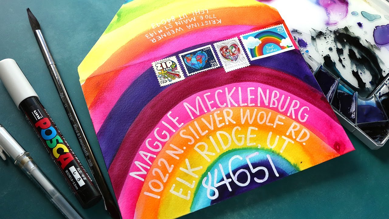 SUPER EASY Mail Art Idea! Colorful Rainbow Envelope!