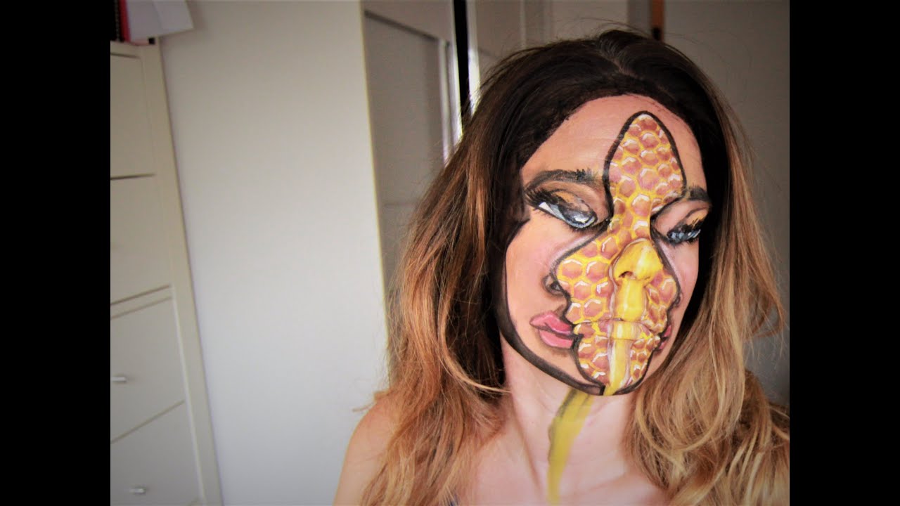 Honey Queen Bee 3D face paint makeup tutorial イリュージョンメイク smashinbeauty