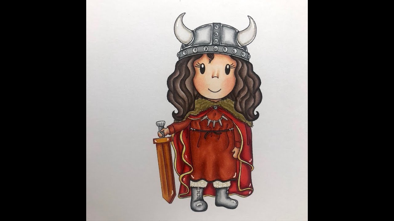 Paper Nest Dolls - Viking Tina COLOURING ONLY