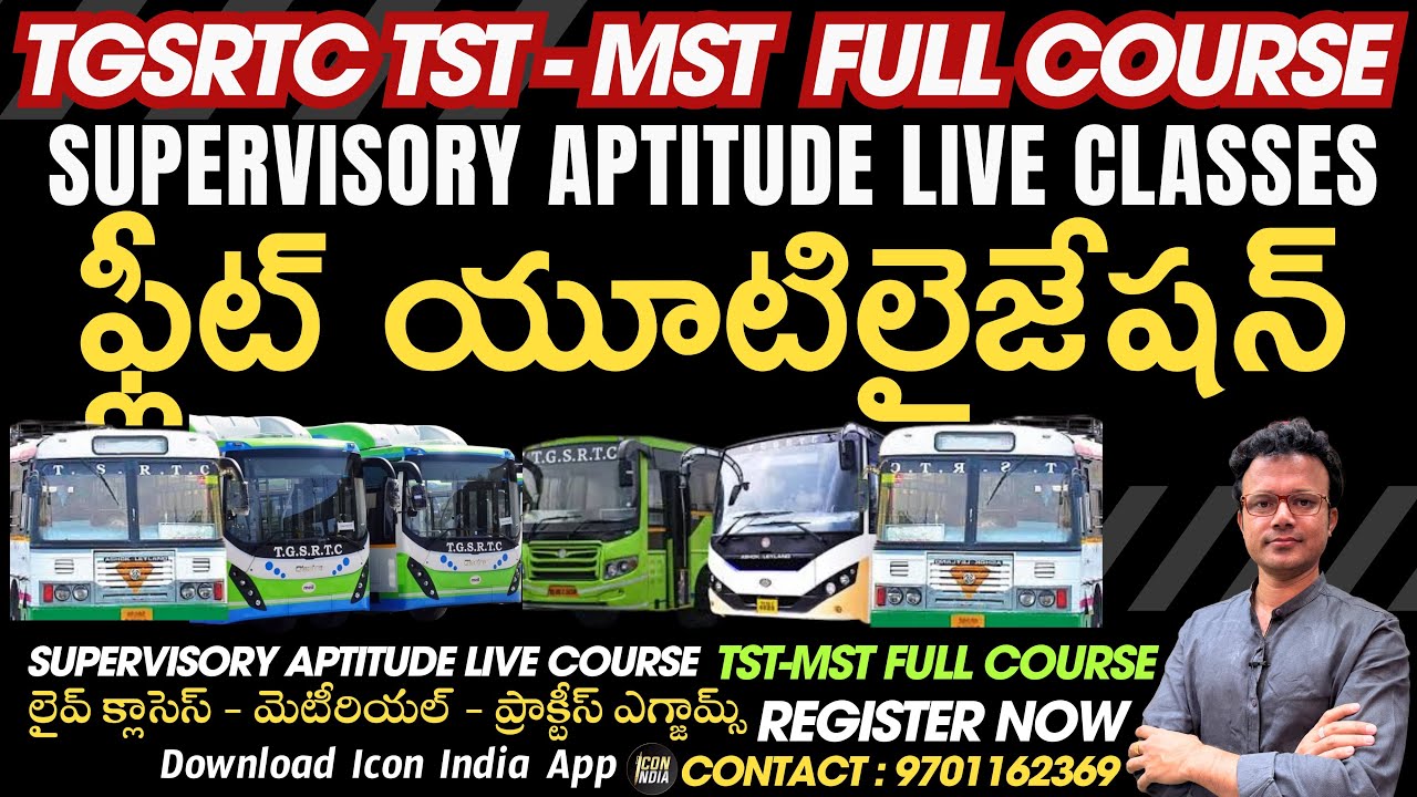 Fleet Utilisation in RTC 🚍 | Supervisor Aptitude for TST & MST Jobs | Icon RK Sir | Icon India
