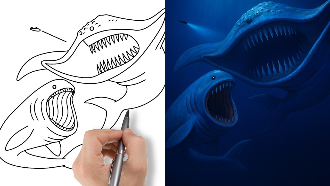 How to draw el gran maja vs Bloop step by step