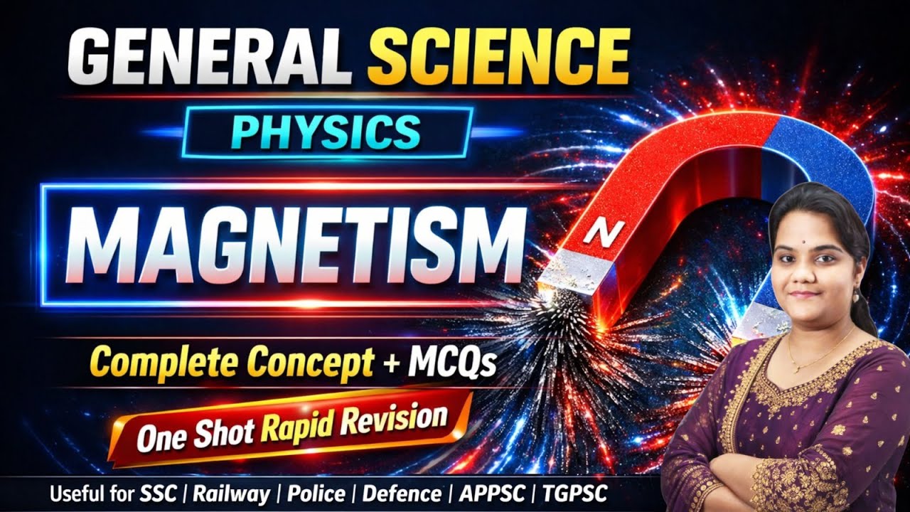 Magnetism One Shot Revision | General Science Physics | Concepts + MCQs | SSC, Railway, Police Exams
