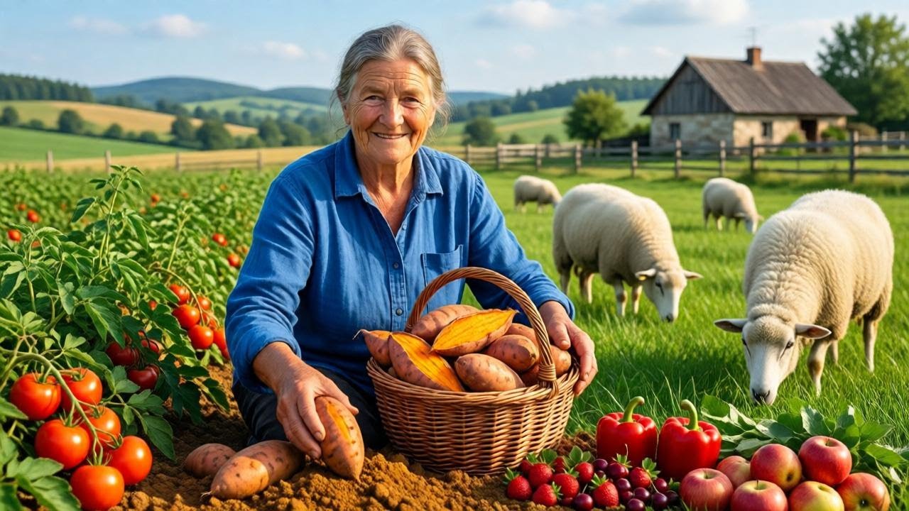 Peaceful Countryside Life - Sweet Potato Harvest, Sheep Grazing & Simple Living