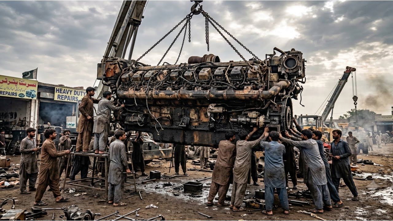 Pakistani Mechanic Restores a Rusty Truck Engine | Complete Engine Rebuild From Start to Finish