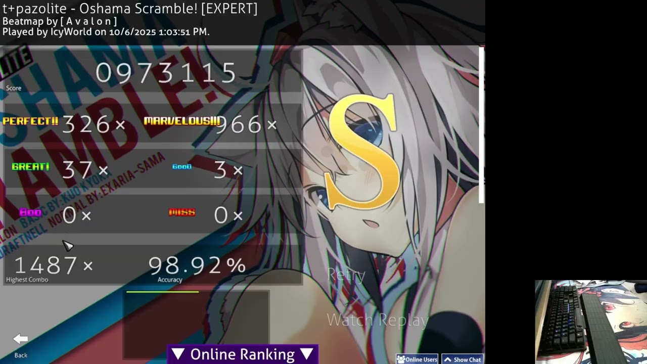 Oshama Scramble! 98.92 fc downscroll 99.77 fc upscroll 4.01*