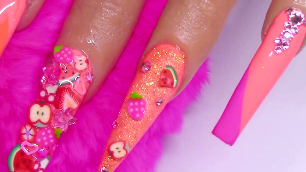 Fruit FIMO Coffin Nails How To Tutorial Easy for Beginners
