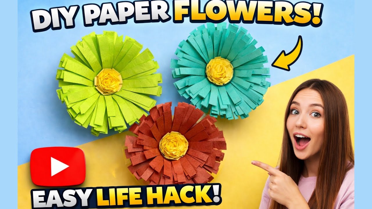 DIY Paper Flowers Tutorial | Simple Paper Craft Idea