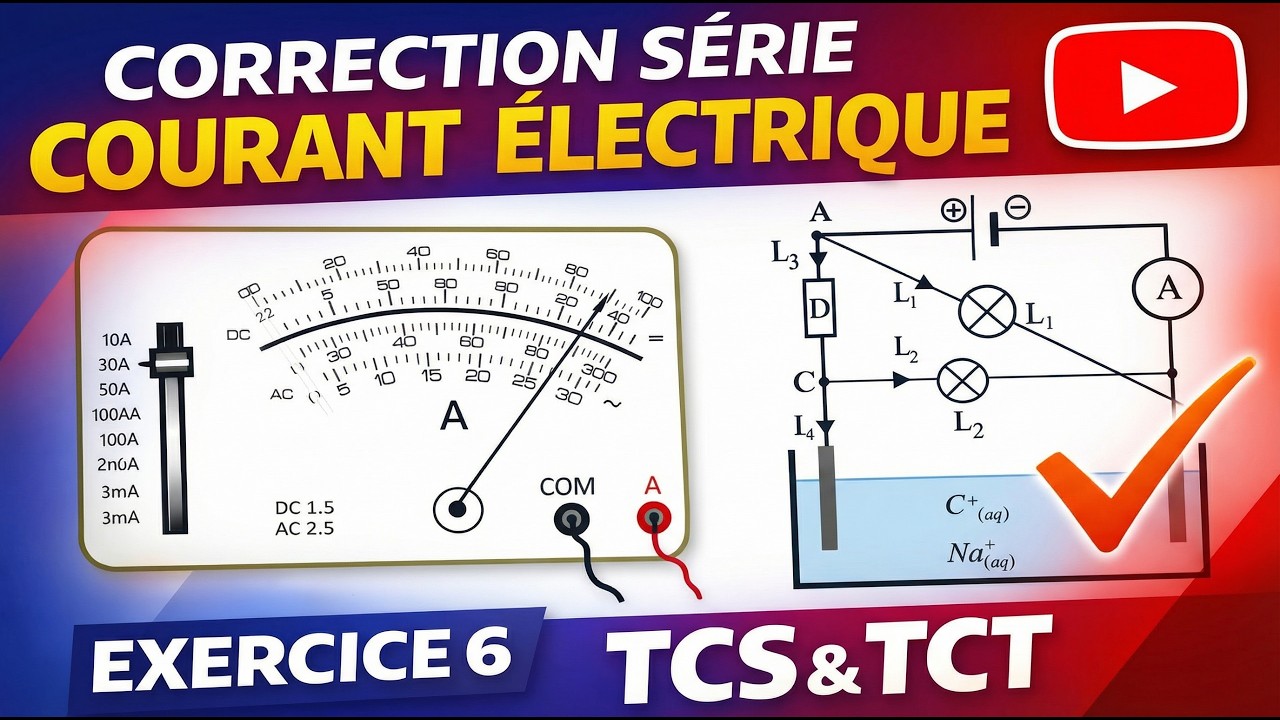 Correction Série Courant Électrique – Exercice 6 | TCS & TCT
