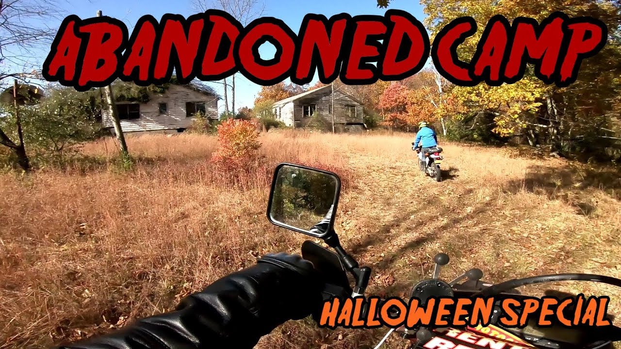 (E21) DRZ400 Creepy ABANDONED CAMP, haunted place Upstate NY Writing on the walls