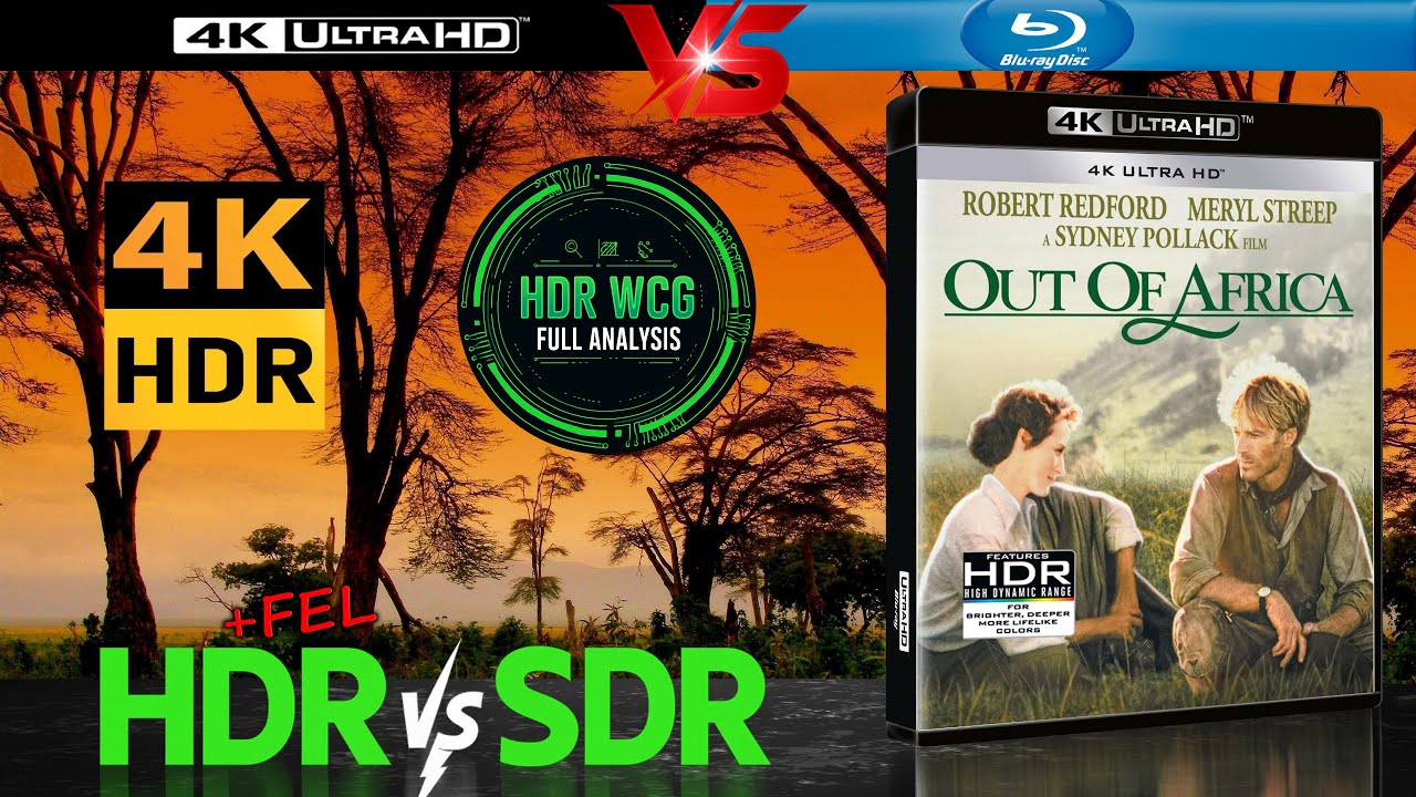 HDR DV WCG ATMOS ANALYSIS Out of Africa 1985 4K UHD BD REVIEW vs 1080p BD SDR 100nits