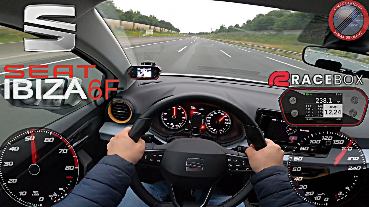 Seat IBIZA 5 1.0 80 HP ACCELERATION & POV TOP SPEED DRIVE ON GERMAN AUTOBAHN WITH RACEBOX