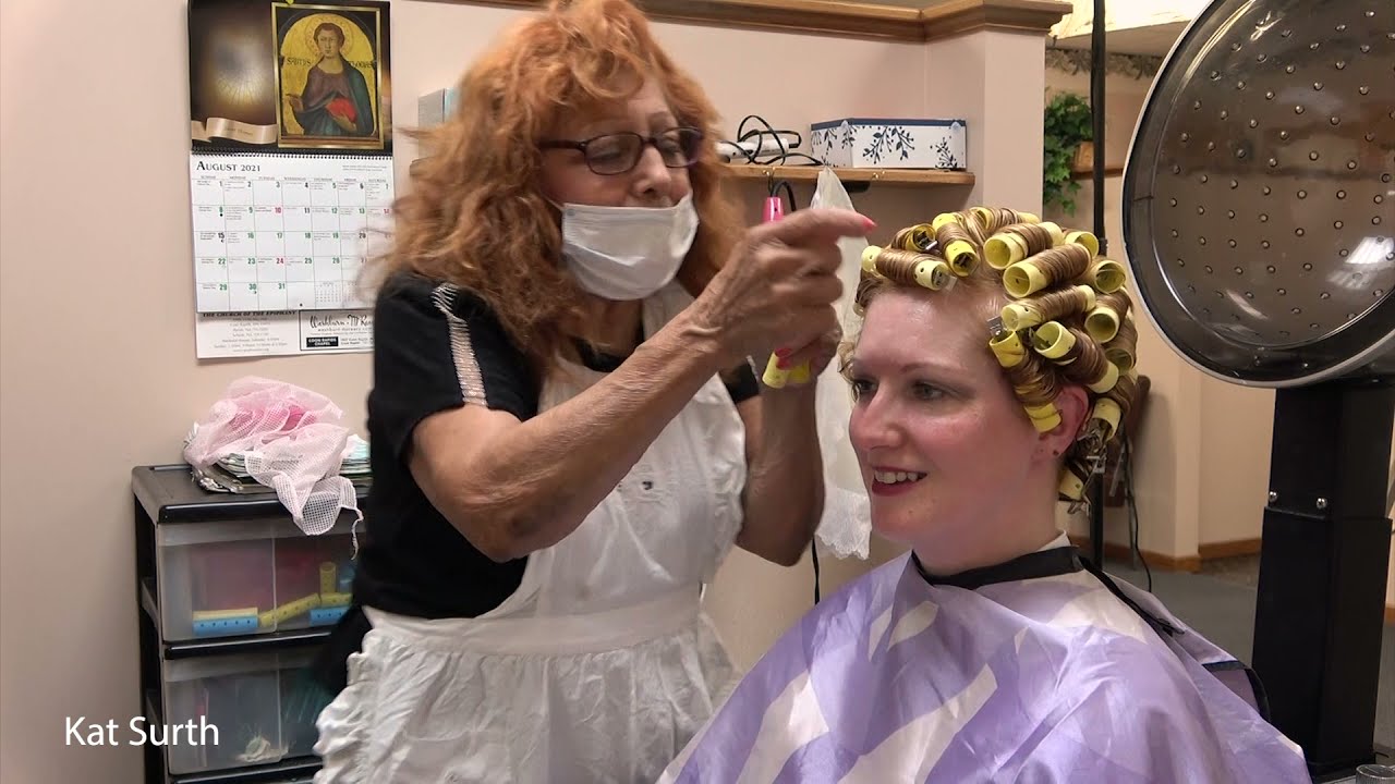 Roller Set curler removal at the beauty salon and lots of curls!