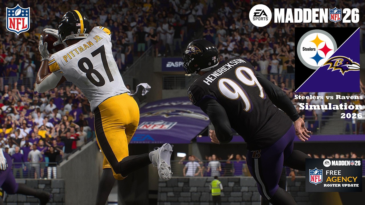 Madden 26 Michael Pittman Steelers vs Trey Hendrickson Ravens - Updated Roster Sim 2026 Game Play