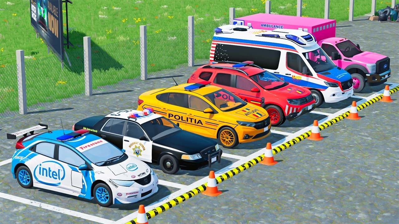 GO GAME - TRANSPORTING POLICE CARS, AMBULANCE VEHICLES, FIRE TRUCK WITH MAN TRUCK ! FS22 #115