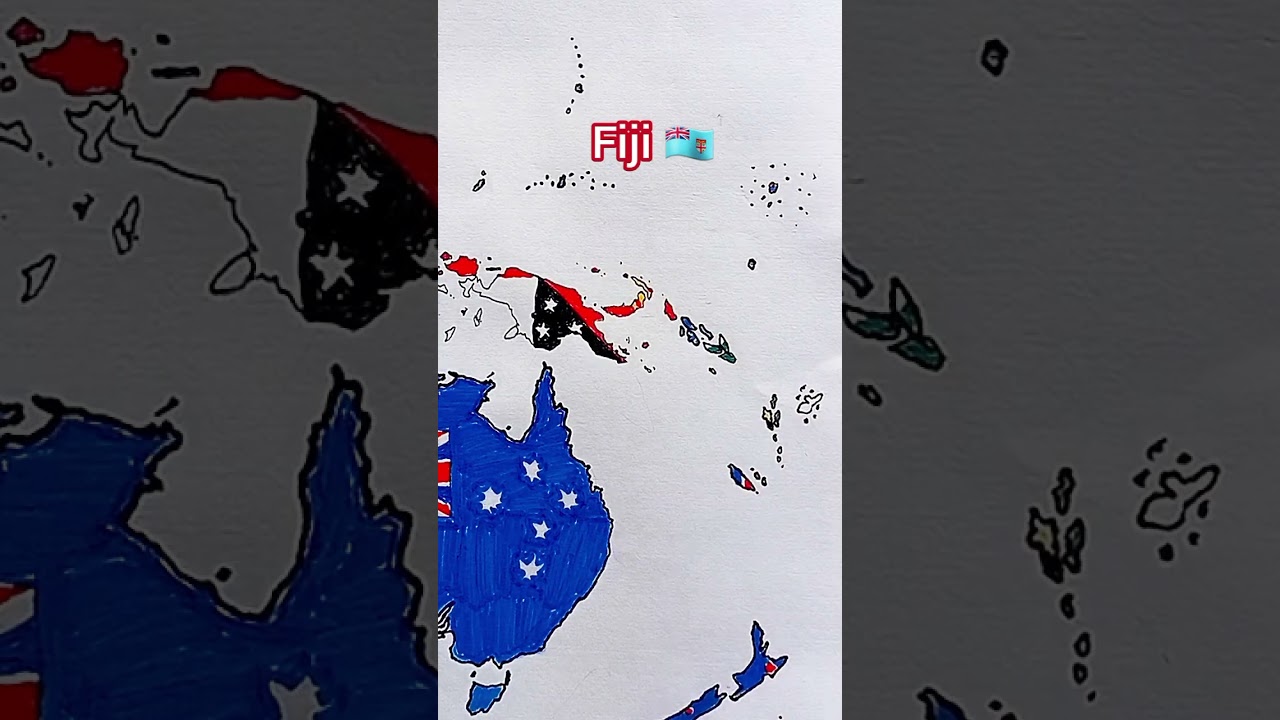 Draw Flag Map of Fiji 🇫🇯 #fiji
