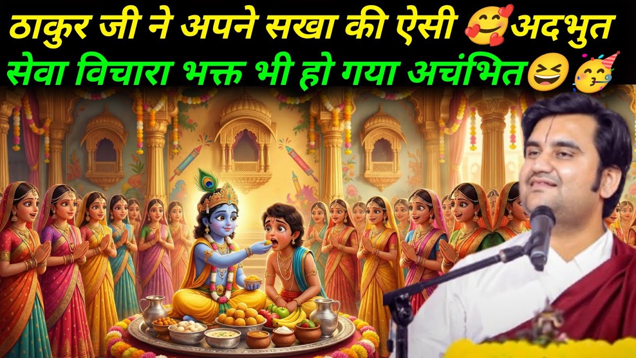 ठाकुर जी ने अपने सखा की ऐसी अदभुत सेवा विचारा भक्त भी हो गया अचंभित😆|| #indreshji #katha #thakurji