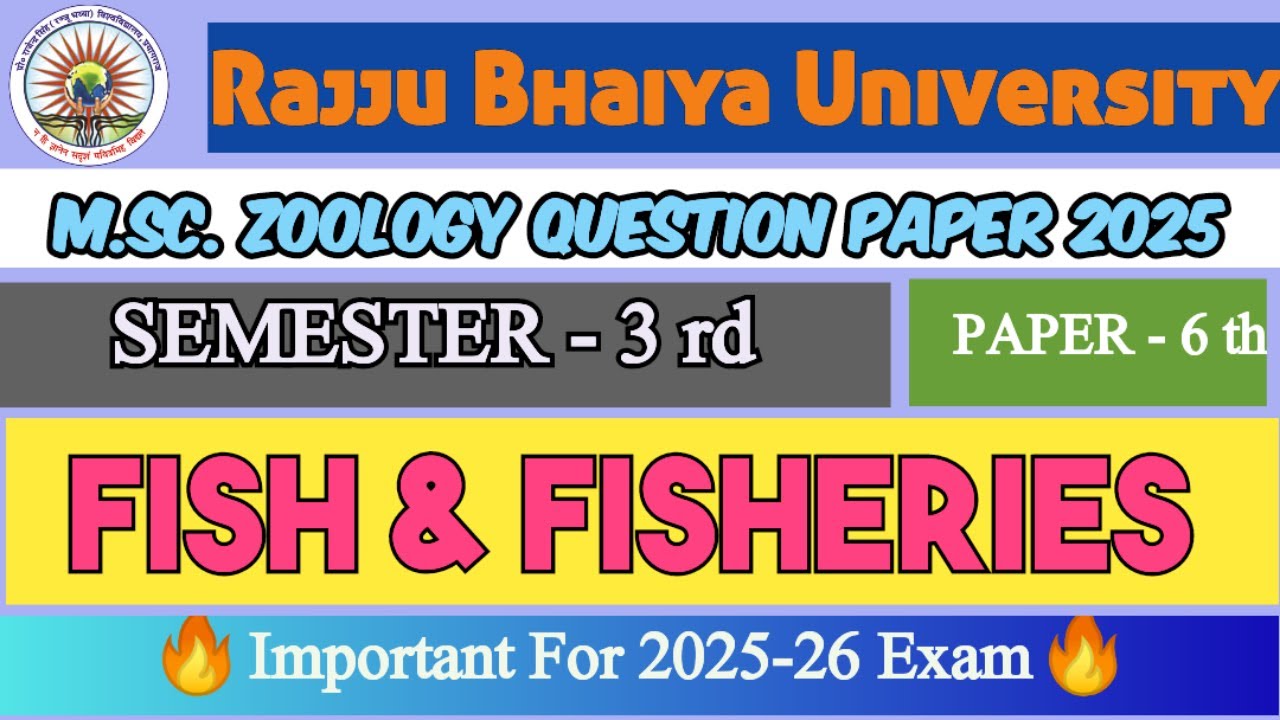 Fish and Fisheries MSc Zoology 3rd Semester Important Questions #msczoology #fisheries