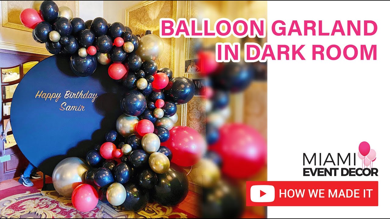 Balloon garland with Round Backdrop for a dark room | DIY Balloons