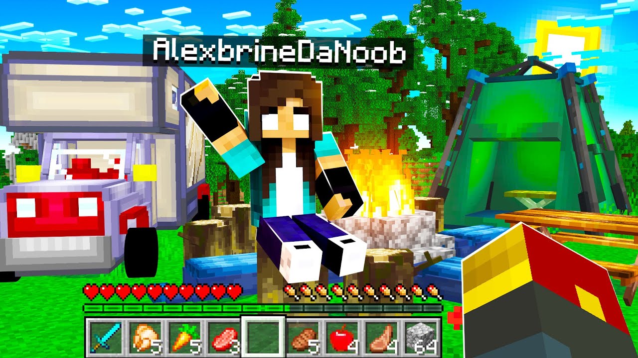 noob Girl finds HIDDEN Minecraft Campsite... (RUINS it) (Block Ness Monster #2)