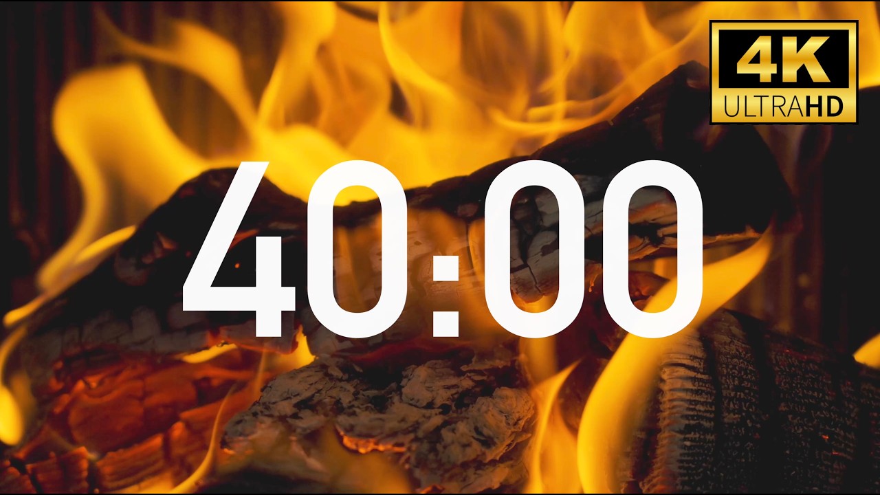 40 Minute Timer 🔥 Fireplace (Ultra HD 4K) with Cozy Fireplace Sounds