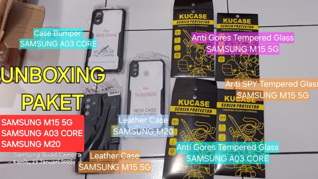 UNBOXING Paket | Anti Gores Tempered Glass Anti Spy Leather Case SAMSUNG M15 5G SAMSUNG M20 A03CORE