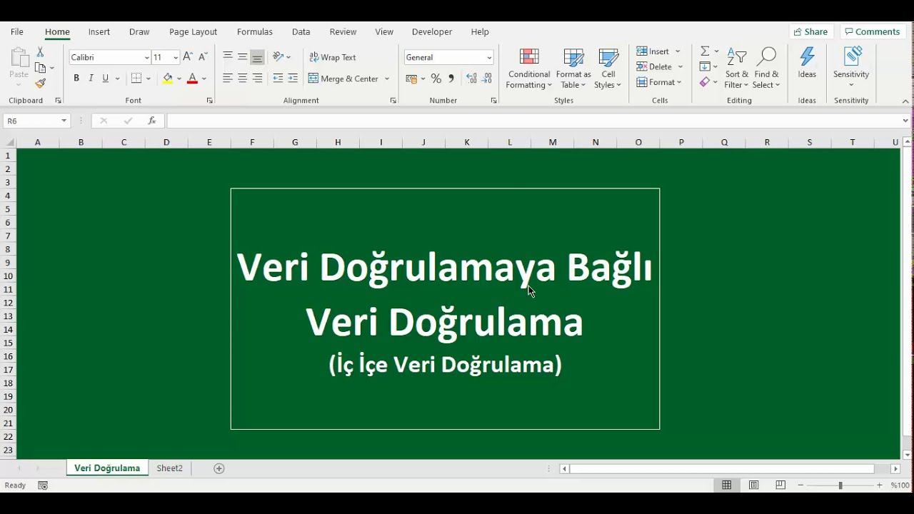 Veri doğrulamaya bağlı veri doğrulama-Excel İç İçe Veri Doğrulama