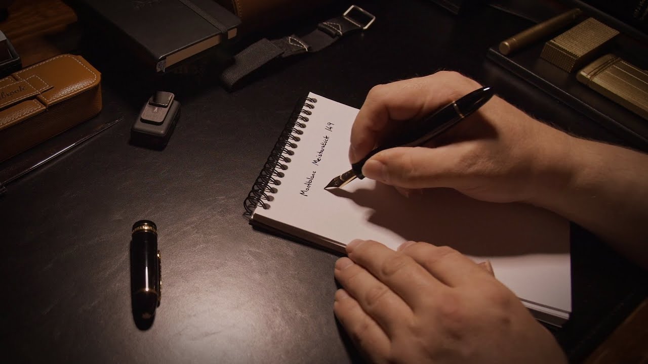 ASMR - Leather books, crinkly pages, and a Montblanc Fountain pen (Kingsman Edition)