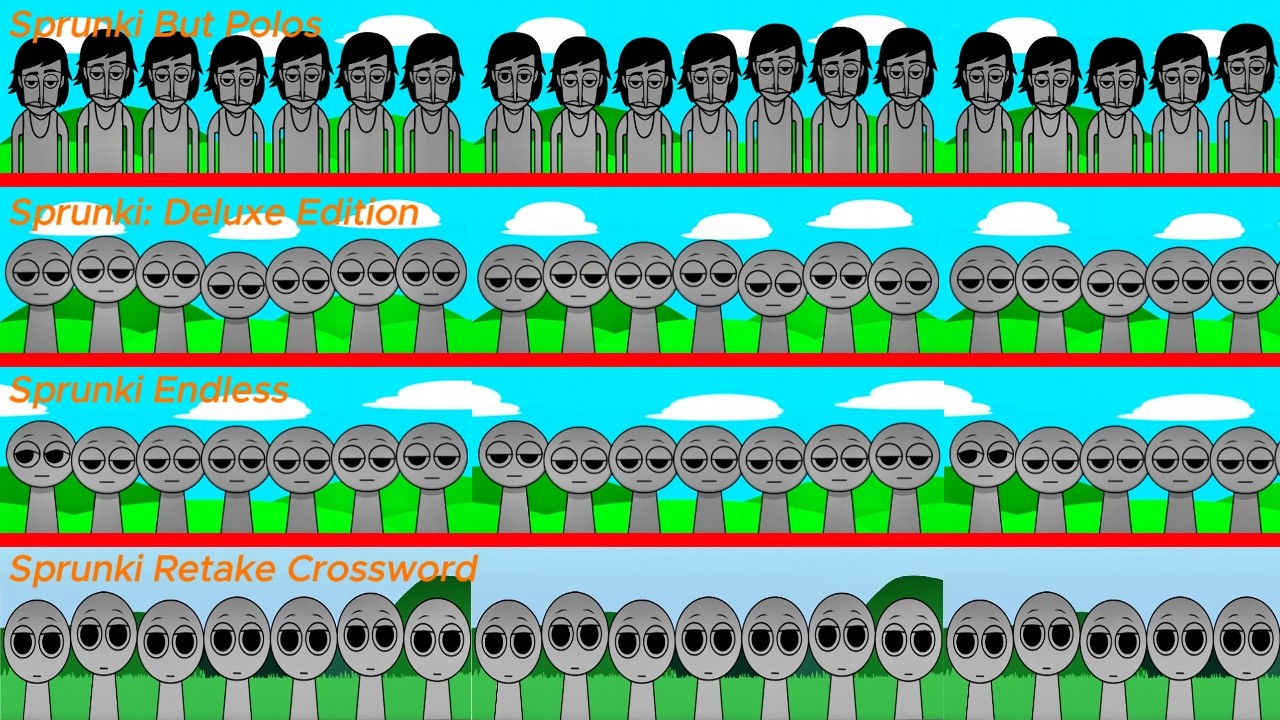 Mix all together characters in Sprunki | Sprunki But Polos and Sprunki: Deluxe Edition and Sprunki..