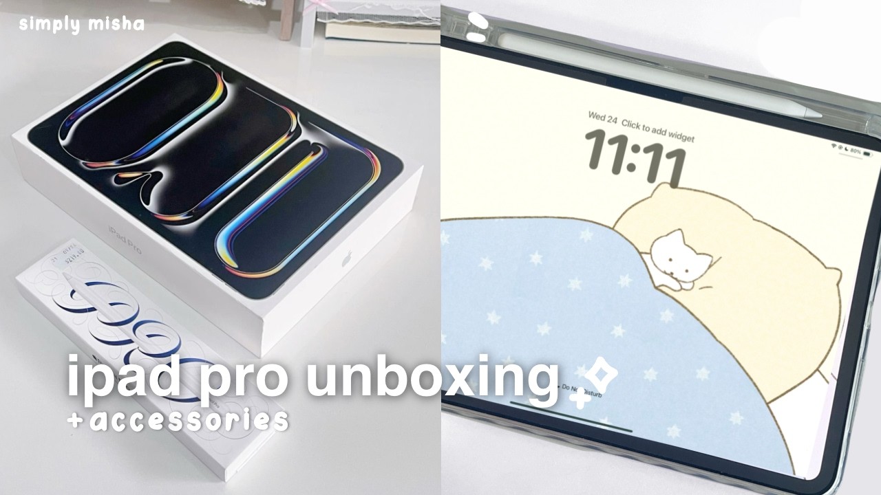 Распаковка нового iPad Pro M4 11” как художника?! 📦🍞: Apple Pencil Pro, эстетическая распаковка, ...