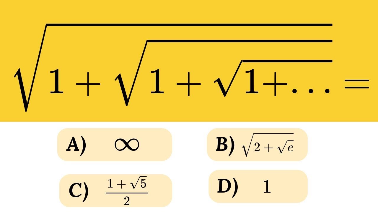 Una radice annidata infinita | sqrt (1 + sqrt (1 + sqrt (1 +....)))