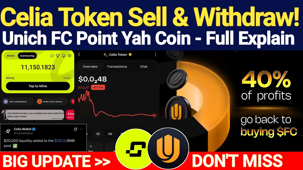 Celia Airdrop Sell Celia Token, Liquidity, Burning and Price | Unich App FC Point or Coin | Update
