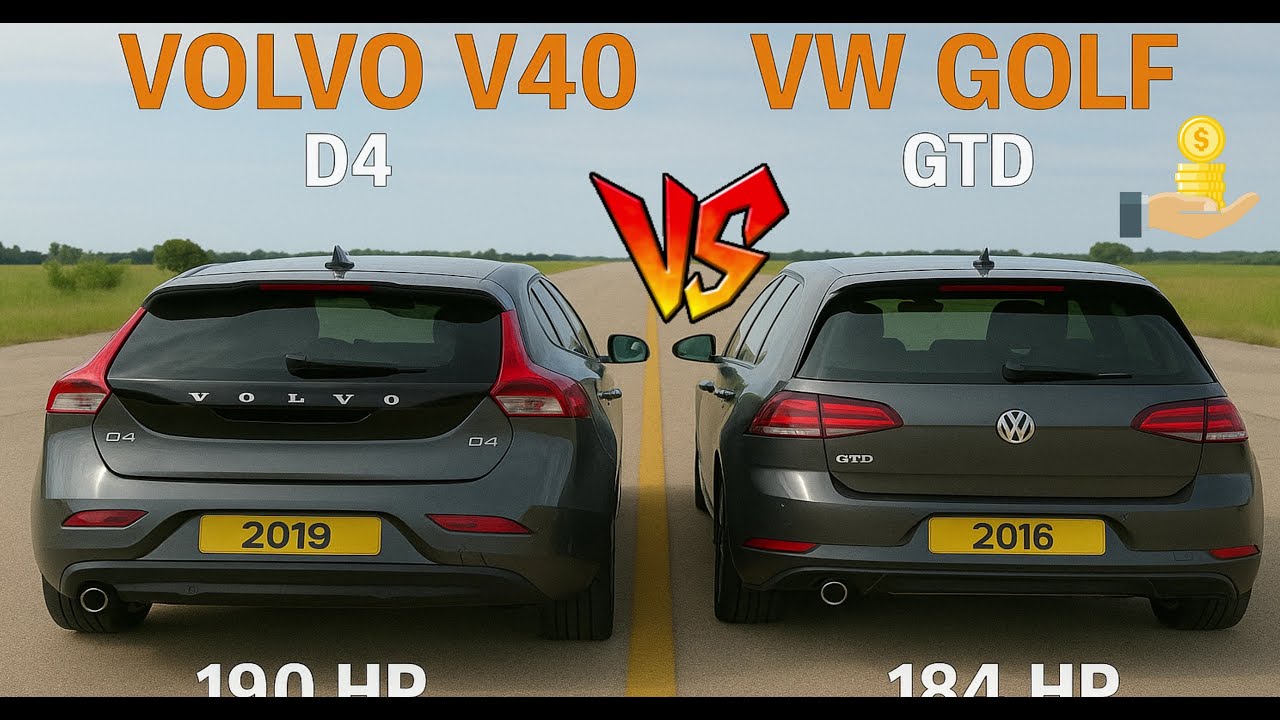 💰 $14K vs $13K Money 🔥 Volvo V40 D4 190 HP vs VW Golf 7 GTD 184 HP – Diesel Hatch Drag Race!