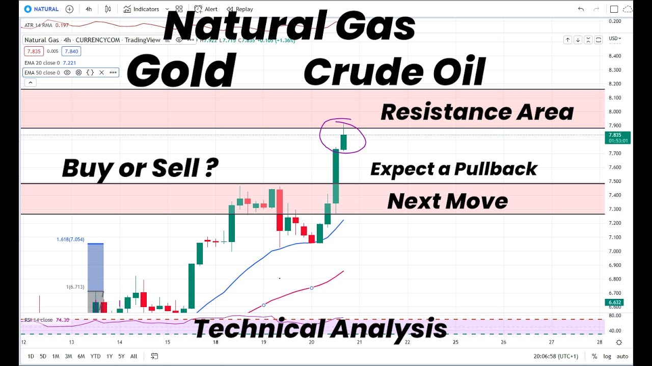 Natural Gas in Resistance Area of Pullback | Gold | Crude Oil Next move | Technical Analysis