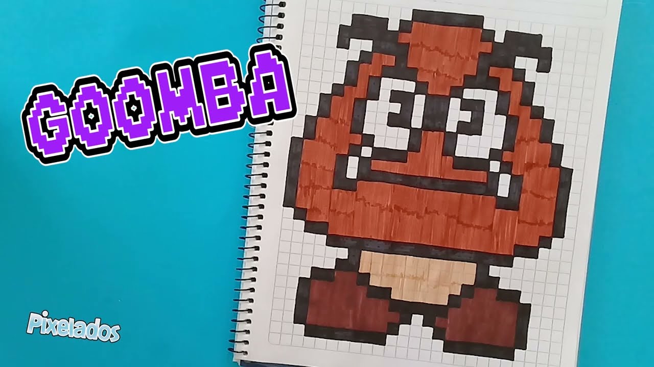 COMO DIBUJAR GOOMBA -  MARIO BROS PIXEL ART - PIXELADOS
