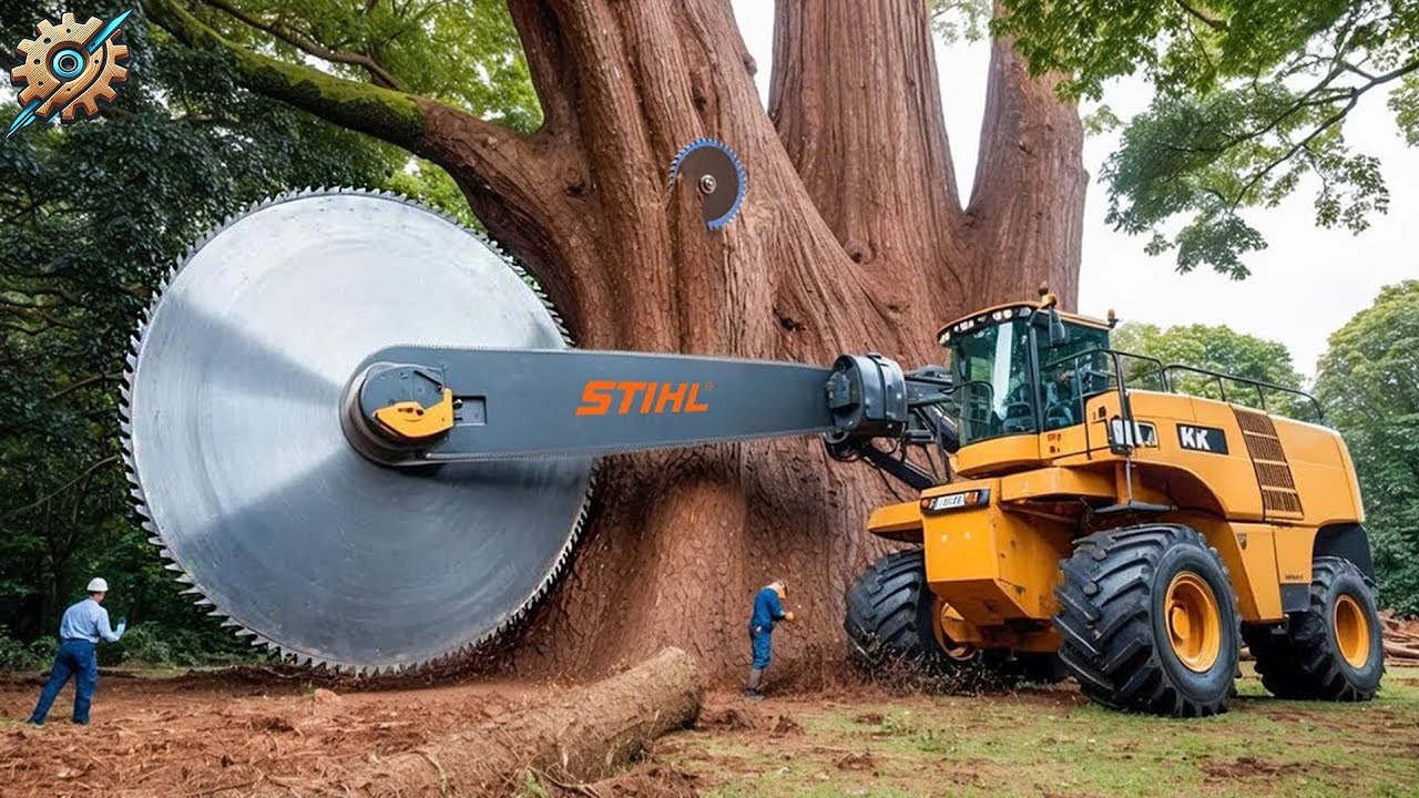 Extreme Dangerous Fastest Big Chainsaw Cutting Tree Machines | Monster Stump Removal Excavator #2