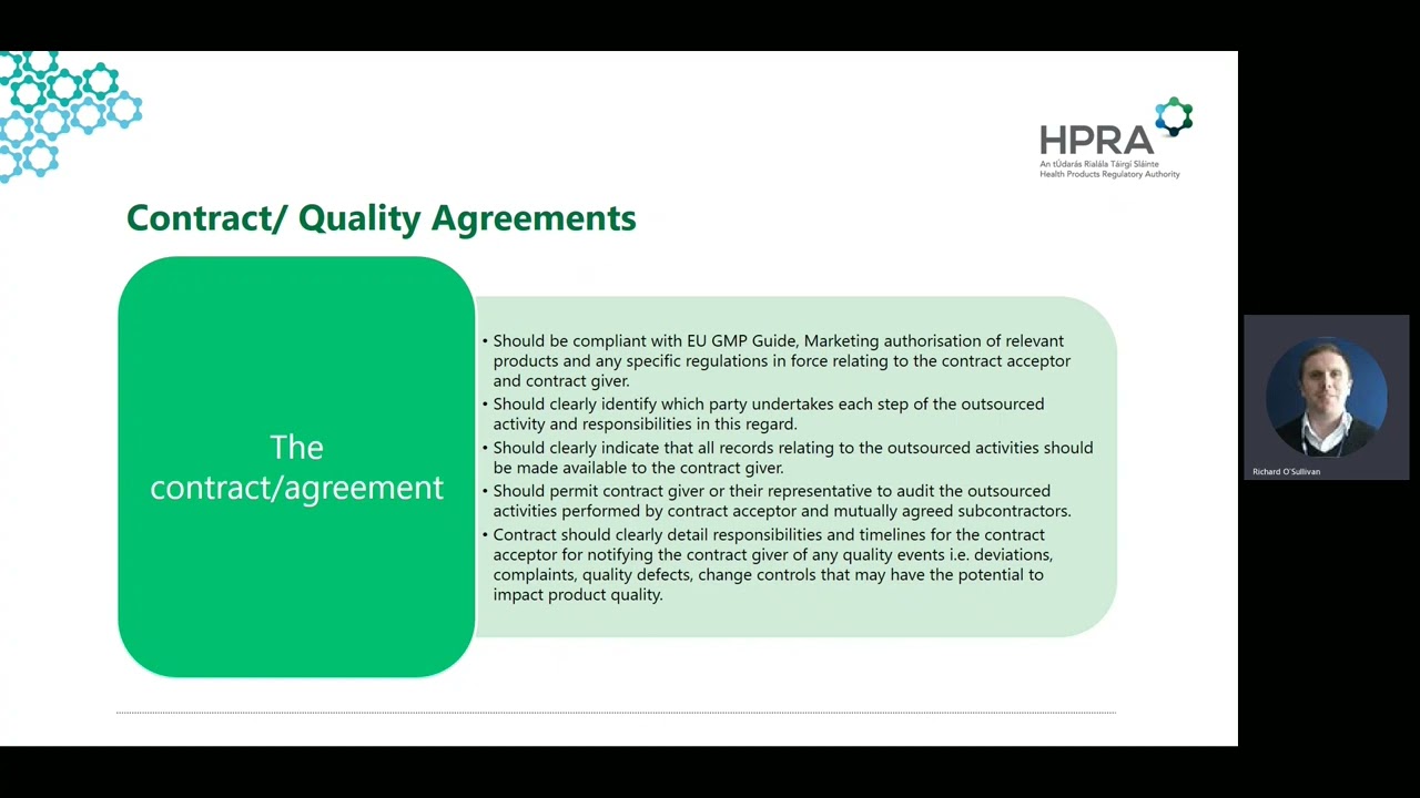 Management of outsourced activities and QP responsibilities